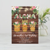 Luau Aloha Birthday String Light Party Einladung (Stehend Vorderseite)