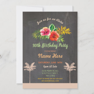 Luau Aloha Chalk Geburtstagsparty Tropical Invite Einladung
