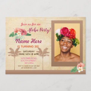 Luau Aloha Foto Geburtstagsfeier Tropische Einladu Einladung