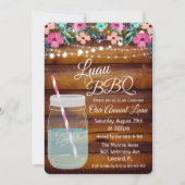 Luau Aloha GRILLEN Mason Jar Einladung (Vorderseite)