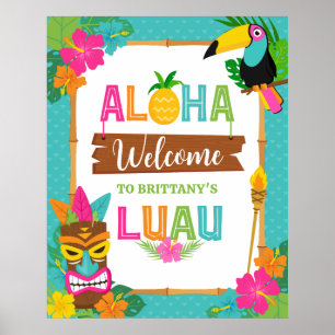 Luau Aloha Hawaiian Tropical Birthday Willkommen Poster