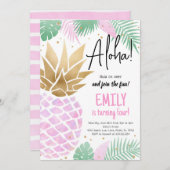 Luau Aloha Pineaple Geburtstagsparty Einladung (Vorne/Hinten)