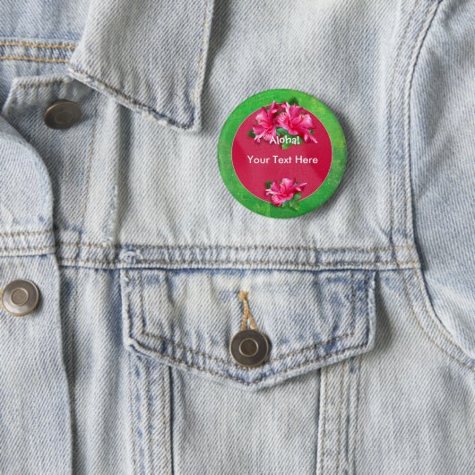 Luau Aloha rosa Hibiskus-Knöpfe Button (Beispiel)