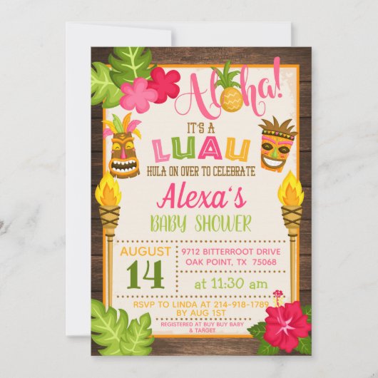 Luau Baby Shower Einladung (Vorderseite)