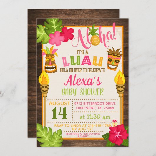 Luau Baby Shower Einladung (Vorne/Hinten)
