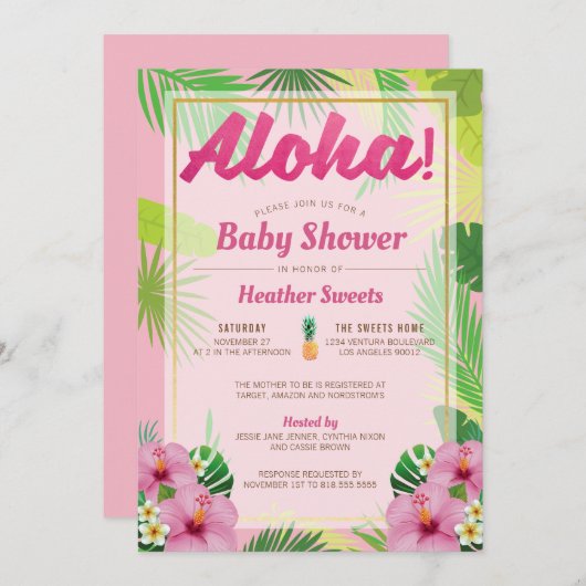 Luau Baby Shower Einladung (Vorne/Hinten)