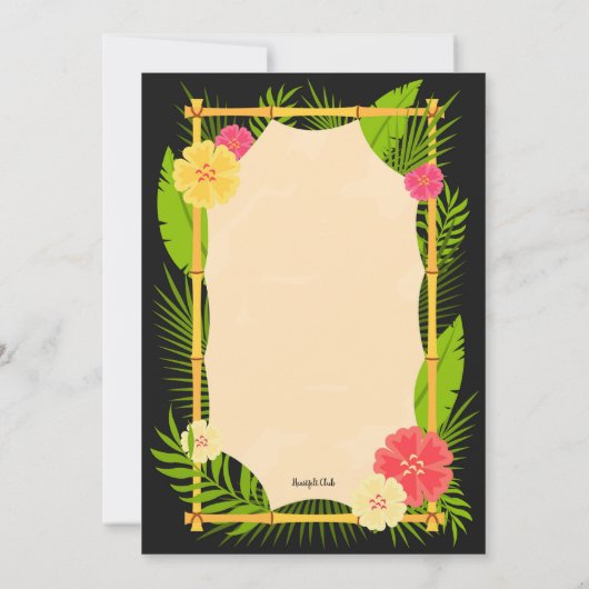 Luau Bamboo Frame Einladung (Rückseite)