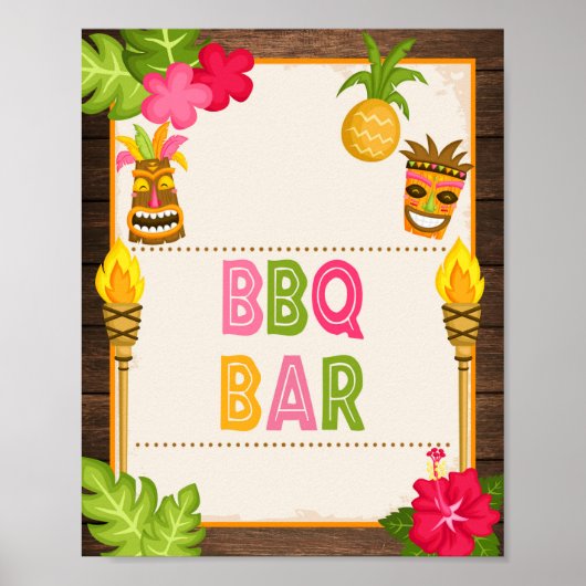 Luau BBQ-Bar-Schild Poster (Vorne)