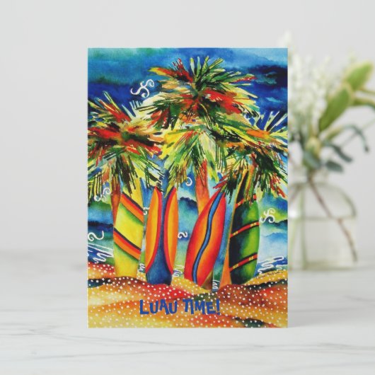 Luau Beach Party Einladung (Stehend Vorderseite)