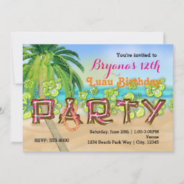 Luau Beach PARTY Typografie Geburtstagseinladung Einladung