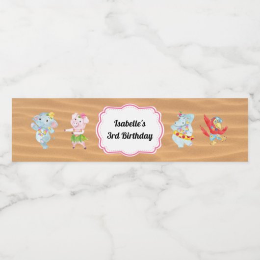 Luau Beach Party Wasserflasche Wasserflaschenetikett (Einzelnes Label)