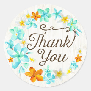 Luau Beach Plumeria Lei Danke Label Runder Aufkleber
