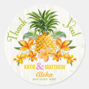 Luau Beach Tropical Floral Danke Label Runder Aufkleber