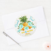 Luau Beach Tropical Floral Danke Label Runder Aufkleber (Umschlag)