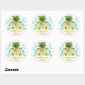 Luau Beach Tropical Floral Danke Label Runder Aufkleber (Blatt)