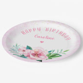 Luau Beach Tropical Floral Hawaiian Geburtstag Pappteller (Schrägansicht)