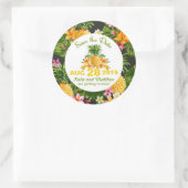 Luau Beach Tropical Floral Save the Date Label Runder Aufkleber (Tasche)