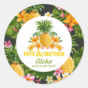 Luau Beach Tropical Floral Sticker Label