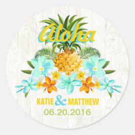 Luau Beach Tropical Floral Wedding Label Runder Aufkleber