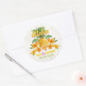Luau Beach Tropical Floral Wedding Label Runder Aufkleber (Umschlag)