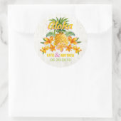 Luau Beach Tropical Floral Wedding Label Runder Aufkleber (Tasche)