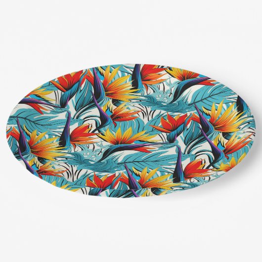 Luau Bird of Paradise Pappteller (Schrägansicht)