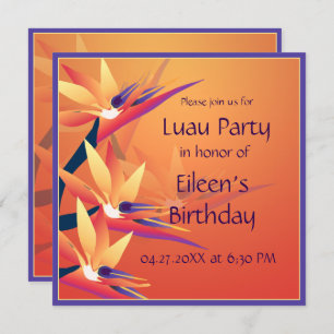 Luau Birthday Bird of Paradise Tropical Party Einladung
