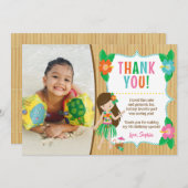 Luau Birthday Danke, Card mit Foto Einladung (Vorne/Hinten)