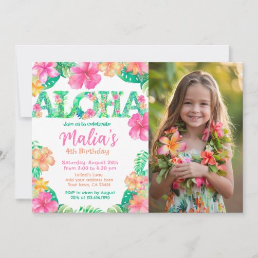 Luau Birthday Einladung (Vorderseite)