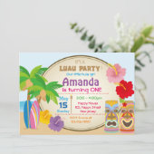 Luau Birthday Einladung (Stehend Vorderseite)