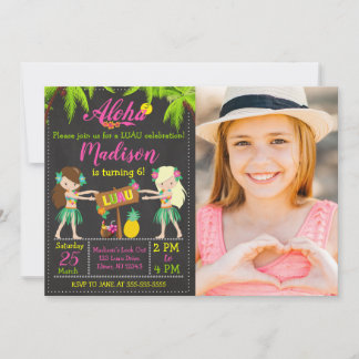 Luau Birthday Invitation Aloha Photo Invite Girl Einladung
