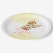 Luau Birthday Paper Teller mit Tiki God & Blume (Schrägansicht)