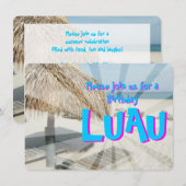Luau Birthday Party Einladung, Beach Cabana Einladung (Vorne/Hinten)