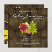 Luau Birthday Party Einladung Hibiskus Blume Süede (Vorne/Hinten)