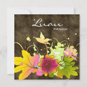 Luau Birthday Party Einladung Hibiskus Blume Süede (Rückseite)