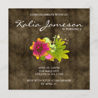 Luau Birthday Party Einladung Hibiskus Blume Süede