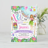 Luau Birthday Party Hawaiian Ananas Pool Party  Einladung (Stehend Vorderseite)