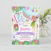 Luau Birthday Party Hawaiian Ananas Pool Party Einladung (Stehend Vorderseite)