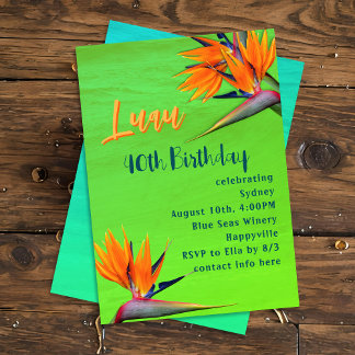 Luau Birthday Party Limone tropische Blume Einladung