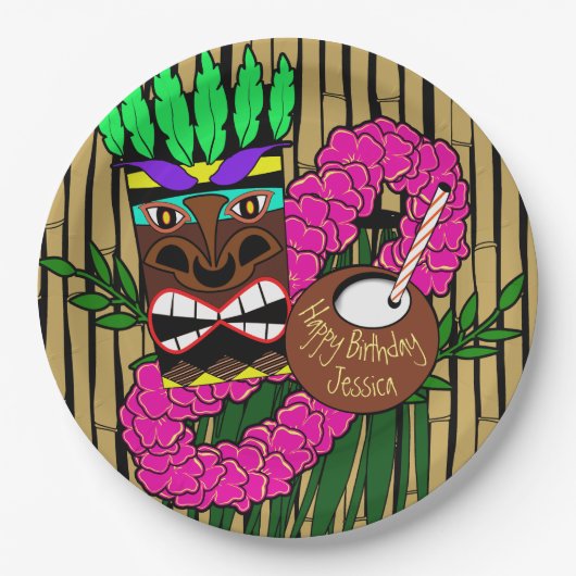Luau Birthday Party Tellers Individuelle Name Pappteller (Vorderseite)