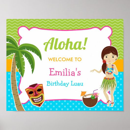 Luau Birthday Party Welcome Sign Poster (Vorne)