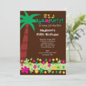 Luau Birthday Pool Party Einladung (Stehend Vorderseite)