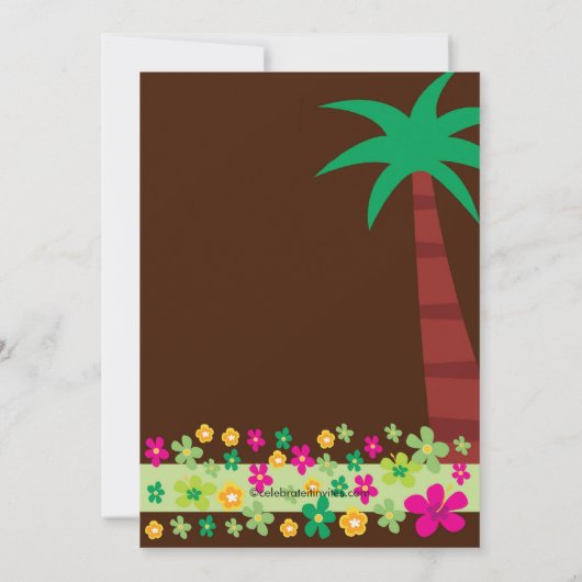 Luau Birthday Pool Party Einladung (Rückseite)