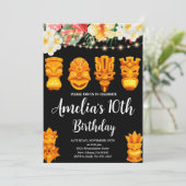 Luau Birthday, Tiki Mask Party, Aloha, Tropical Einladung (Stehend Vorderseite)