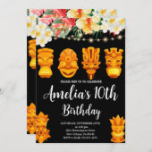 Luau Birthday, Tiki Mask Party, Aloha, Tropical Einladung (Vorne/Hinten)