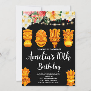 Luau Birthday, Tiki Mask Party, Aloha, Tropical Einladung