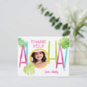 Luau Birthday Tropical Aloha Foto Dankeskarte (Stehend Vorderseite)