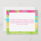 Luau Birthday Tropical Aloha Foto Dankeskarte (Rückseite)