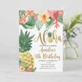 Luau Birthday, Tropical Birthday Party, Aloha Einladung (Stehend Vorderseite)