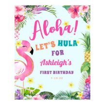 Luau Birthday Tropical Welcome Sign
